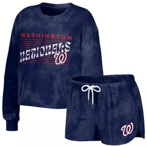 Женская WEAR by Erin Andrews Темно-синий комплект из укороченного пуловера и шорт Washington Nationals с принтом тай-дай