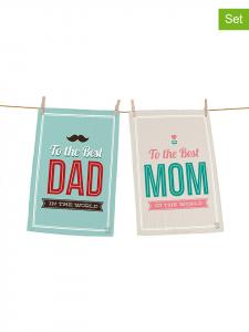 Butter Kings Комплект из 2 кухонных полотенец бирюзового/бежевого цвета - (Д)70 x (Ш)50 см