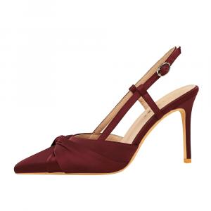 QITUMAUL Тонкие каблуки женские туфли на шпильке - бордовые [Высота каблука 9 см], цвет Burgundy[Heel Height 9cm]