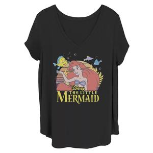 Футболка с логотипом Juniors' Plus Disney Little Mermaid Ariel Flounder Licensed Character, черный