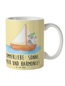 Кружка Летняя любовь с надписью пастельно-желтого цвета Mr. & Mrs. Panda