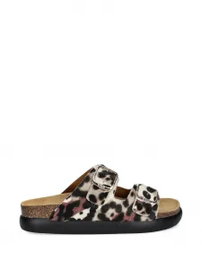 Мюли с принтом под животное и пряжкой Scholl, бежевый