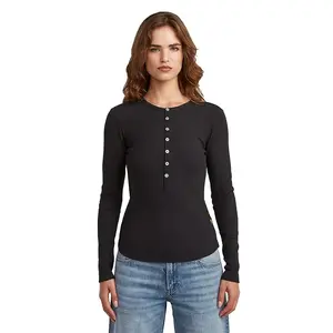 Футболка с длинным рукавом G-Star Henley, черный