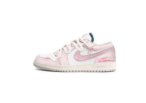 Jordan Air 1 Mizu Chi Sakura кожаные детские баскетбольные кроссовки низкие противоскользящие износостойкие pink