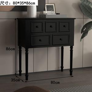 Yu Senyi Комод 80х35х86 см для спальни и гостиной настенный из дерева в американском стиле, 5 ящиков, черный