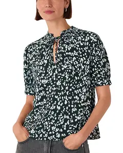 Блузка с анималистическим принтом и галстуком на шее Whistles, зеленый