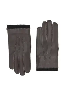 Кожаные перчатки с ребристой отделкой Paul Smith, коричневый