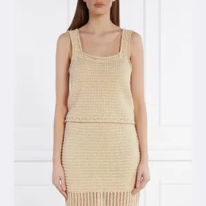 Льняной топ стандартного кроя Liviana Conti, бежевый