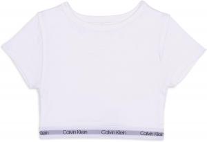 Укороченная футболка-бралетт с короткими рукавами Calvin Klein для девочек, Classic White