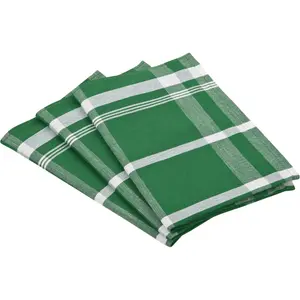 Полотенца кухонные ROSS «Эксклюзив», (набор, 3 шт.), блок в клетку, 50% хлопок, 50% лен, 50х70 см, зеленый