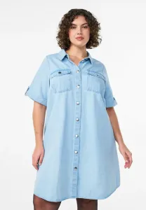 Джинсовое платье mit kurzen ärmeln und knöpfen Zizzi, Light Blue Denim