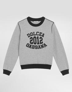 Свитшот с круглым вырезом и вышивкой Dolce&Gabbana, серый
