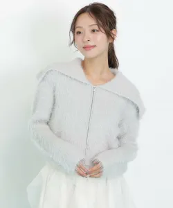 Вязаная блузон с большим воротником из люрекса и перьев Jill By Jill Stuart, цвет Gray