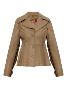 Расклешенная кожаная куртка с застежкой на пуговицы DIESEL, нейтральный