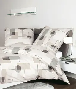 Комплект постельного белья Janine Design из тонкой фланели, дизайн DAVOS 65117, цвет верба серо-коричневый-08, размер 155x220 + 80x80 см Original Janine