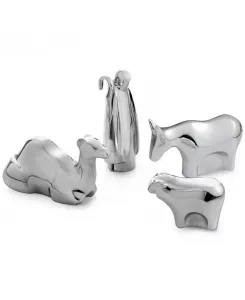 Рождественские фигурки пастуха и животных, набор из 4 шт. Nambé, silver