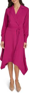 Женское платье-трапеция Calvin Klein с длинным рукавом, поясом и воротником, Boysenberry
