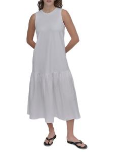 Платье миди без рукавов из смешанной техники DKNY, белый