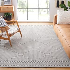 Ковер SAFAVIEH, 275 x 366 см, Augustine Collection, Ivory & Black, хлопковый дизайн, легкий уход, идеален для помещений с высокой проходимостью в гостиной, спальне (AGT508Z)