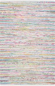 Ковер SAFAVIEH, 122 x 183 см, Rag Rug Collection, Light Green & Multi, ручной работы, богемная полоска, хлопок, идеально для помещений с высокой проходимостью: прихожая, гостиная, спальня (RAR125D)