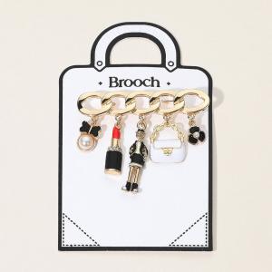 SECRET BOX_Pearl Bow Flower Эмалевая сумочка-помада Женская подвеска-брошь-булавка Fashnzfab, золотой