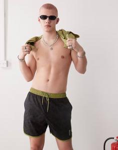 Шорты для плавания Santa Cruz на завязках черного цвета с отделкой цвета хаки
