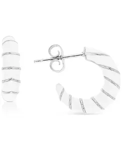 Серьги-Кольца с эмалью из стерлингового серебра или 14-каратного золота поверх стерлингового серебра, 0,63 дюйма Macy'S, white/silver