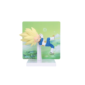 Фигурка Dragon Ball, Vegeta Super Saiyan 3 с фоновой панелью в стиле Chibi BANDAI, super saiyan 3 vegeta+background board