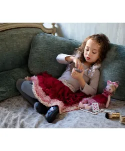 Топ с оборками на плечах (с длинным рукавом) (80-130 см) Panpantutu, цвет Milk Tea