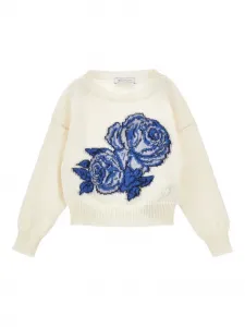 Трикотажный топ с вышивкой Monnalisa, нейтральный