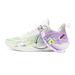 Super Light V2 амортизация устойчивость к истиранию дышащие низкие баскетбольные кроссовки мужские LINING, Fresh фиолетовый