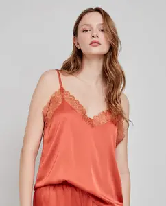 Однотонная майка из атласной ткани Gisela, оранжевый