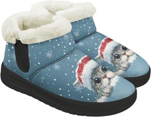 Женские зимние ботинки для снега, теплые, с утеплителем, уютные, противоскользящие, с утолщенной подошвой для прогулок на снегу на улице Gdxynsmny, Christmas Cat