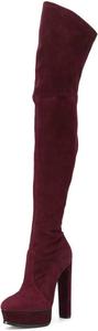 FSJ сексуальные ботфорты выше колена с высокой платформой и толстым каблуком, эластичная кожа, размер 4-15 US, Wine Red