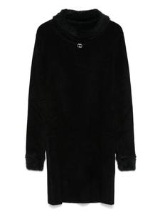 TWINSET Детское трикотажное платье с отделкой из искусственного меха Twinset Kids, черный