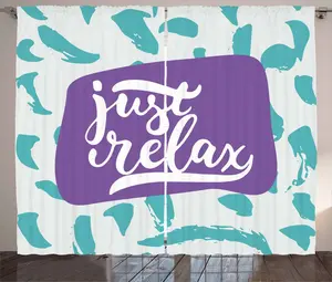 Штора ABAKUHAUS Quote Rustic с каллиграфическим мотивом, универсальная, для гостиной, с петлями и крючками, 280 x 225 см, цвет: морской пены, фиолетово-серый Abakuhaus