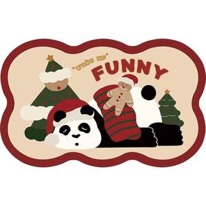 Dajiang Ковер 60х90 см из диатомита для ванной комнаты, новогодний стиль, овальный, не скользит, быстро сохнет