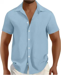 Мужская рубашка с коротким рукавом Casual, свободного кроя, летняя, Regular Fit, мятная