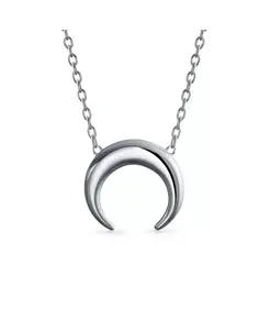 Модное ожерелье в форме полумесяца в форме небесного рога, ожерелья из стерлингового серебра, ожерелье в форме полумесяца, подвеска в виде двух рогов Bling Jewelry, grey