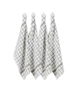 Набор из 4 махровых кухонных полотенец с узором оконная рама Design Imports, White