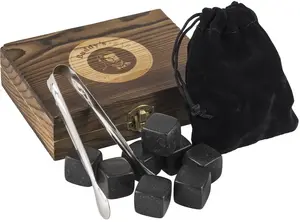 Форма для льда Buddy's, (набор), (охлаждающие камни), набор камней для виски, включая деревянную коробку и щипцы 10х13 см, коричневый