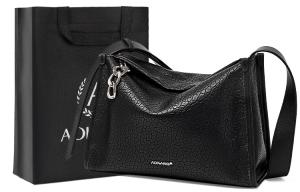 Сумка-тоут из коровьей кожи Boston, Pillow, кроссбоди женская классическая черная/молочный чай AOKANG