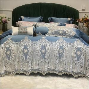 Generic Комплект постельного белья из парчового хлопка с кружевной отделкой