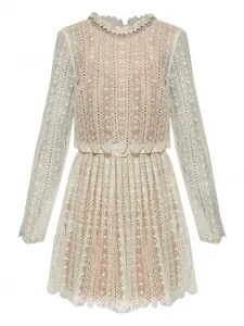 Макси-платье с кружевной отделкой Self-Portrait, нейтральный