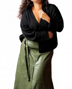 Объемный кардиган из шерсти и кашемира - большие размеры, черный Vince