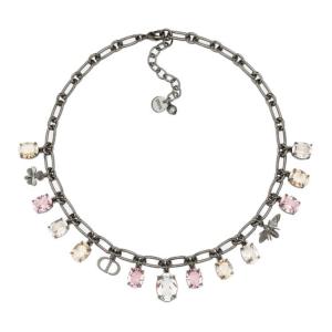 Металлическое ожерелье с искусственными кристаллами для женщин, цвет Gunmetal DIOR, gunmetal