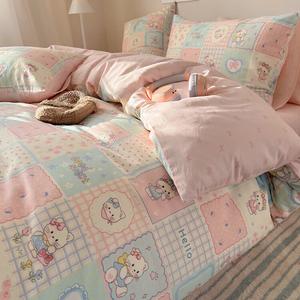 LUOLAI HOME Комплект постельного белья, 4 предмета, 180 см, пододеяльник 200x230 см, 100% хлопок, цвет Hello Puff Cat