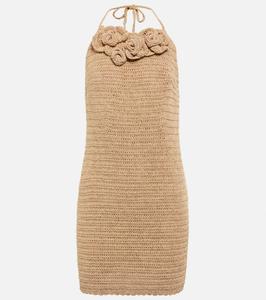 Мини-платье из хлопковой смеси, связанное крючком Magda Butrym, бежевый