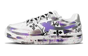 XTEP Кроссовки Air Force One Coverage с противоскользящим и износостойким низким верхом для скейтборда унисекс белого, фиолетового и черного цветов