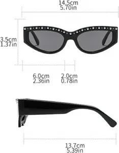 Женские солнцезащитные очки Melrose с жемчугом и бриллиантами, черные, квадратной формы, для вечеринок и пляжа, артикул 13154, Coffee